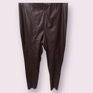 H&m Womens Faux Leather High Waist Solid Elasticized Waistband Leggings Size 12